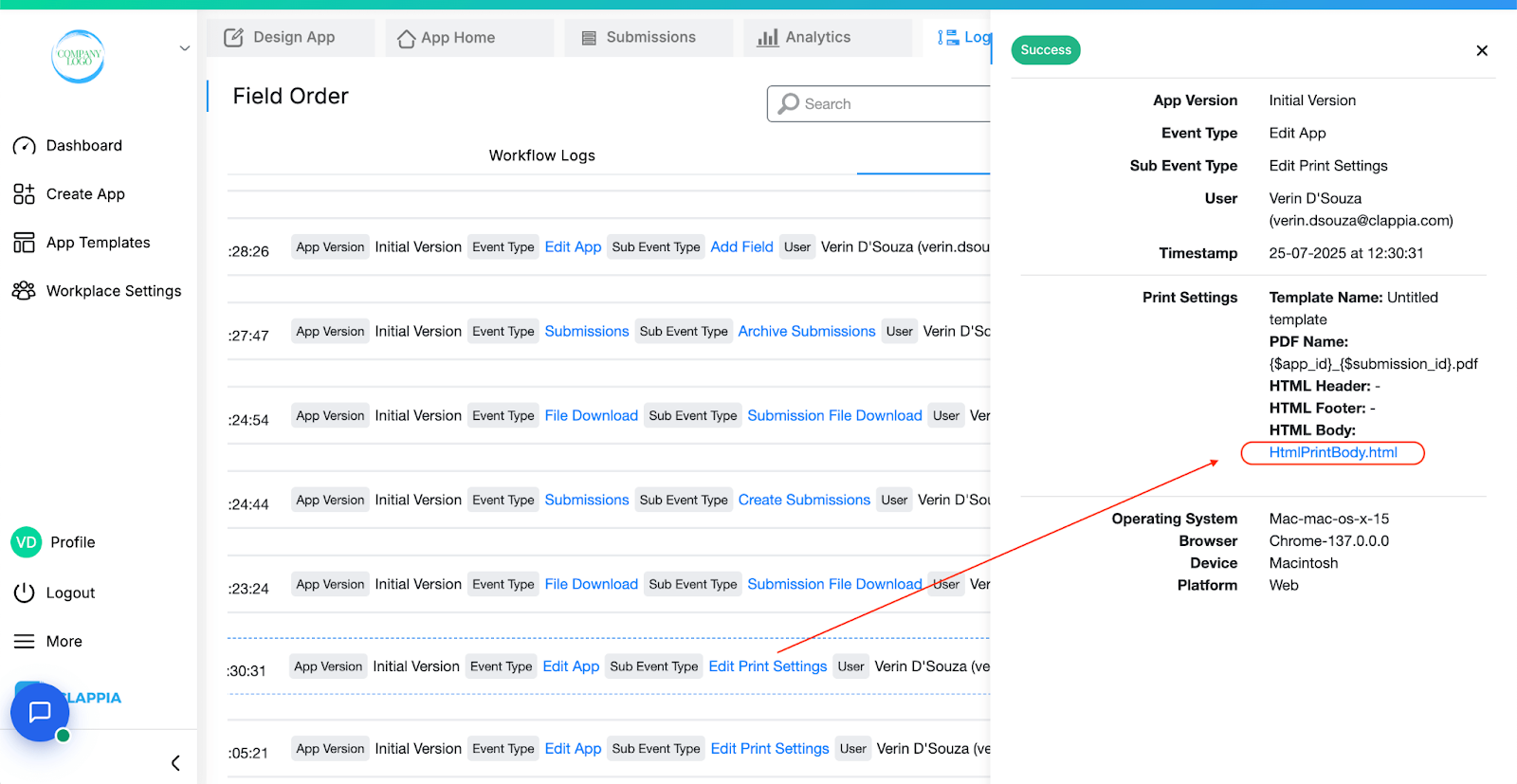 App Logs