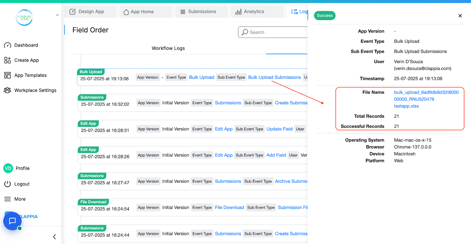 App Logs
