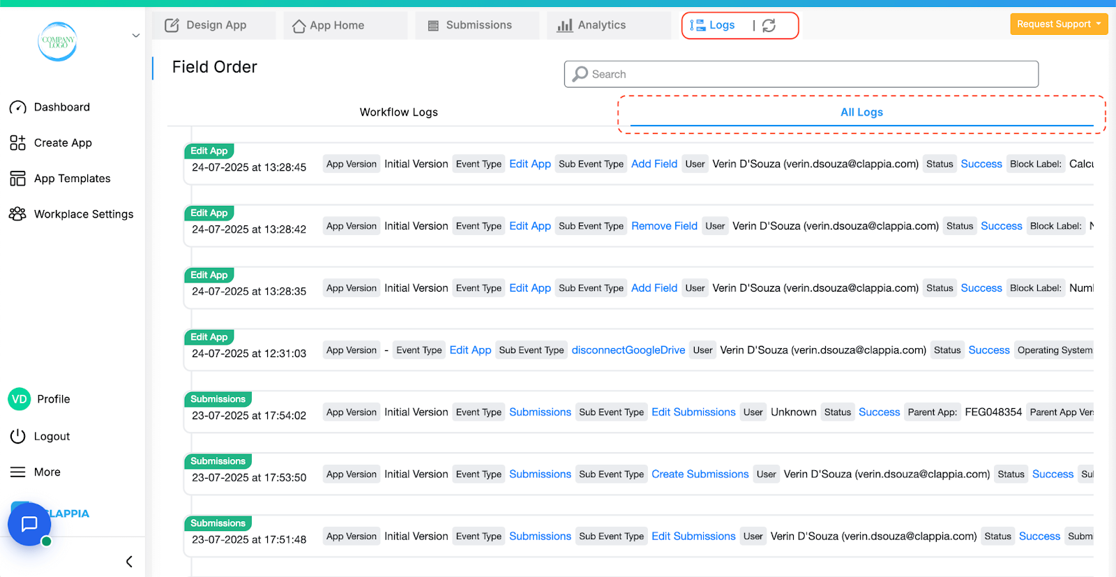App Logs