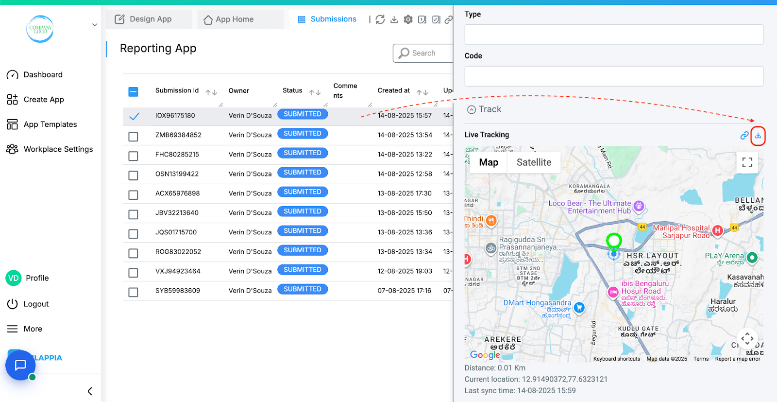 Live tracking