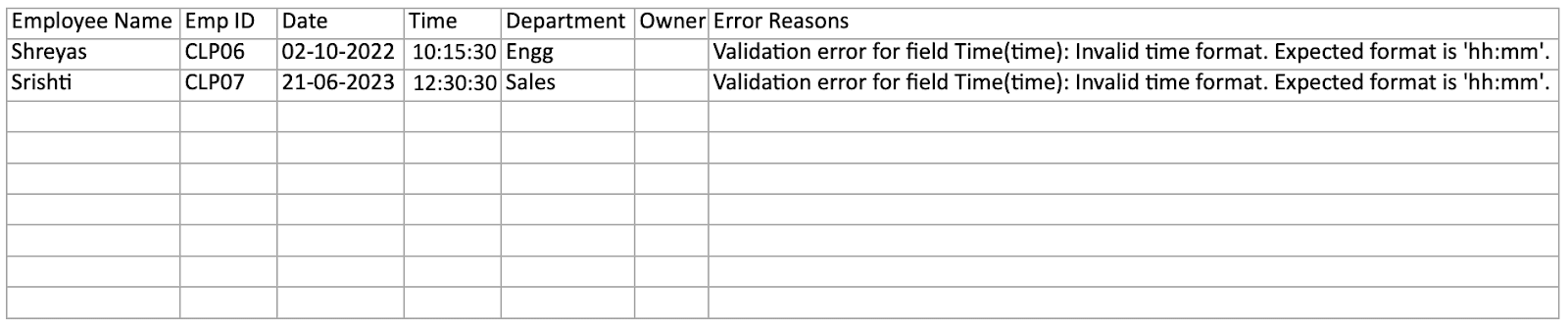 Bulk upload data