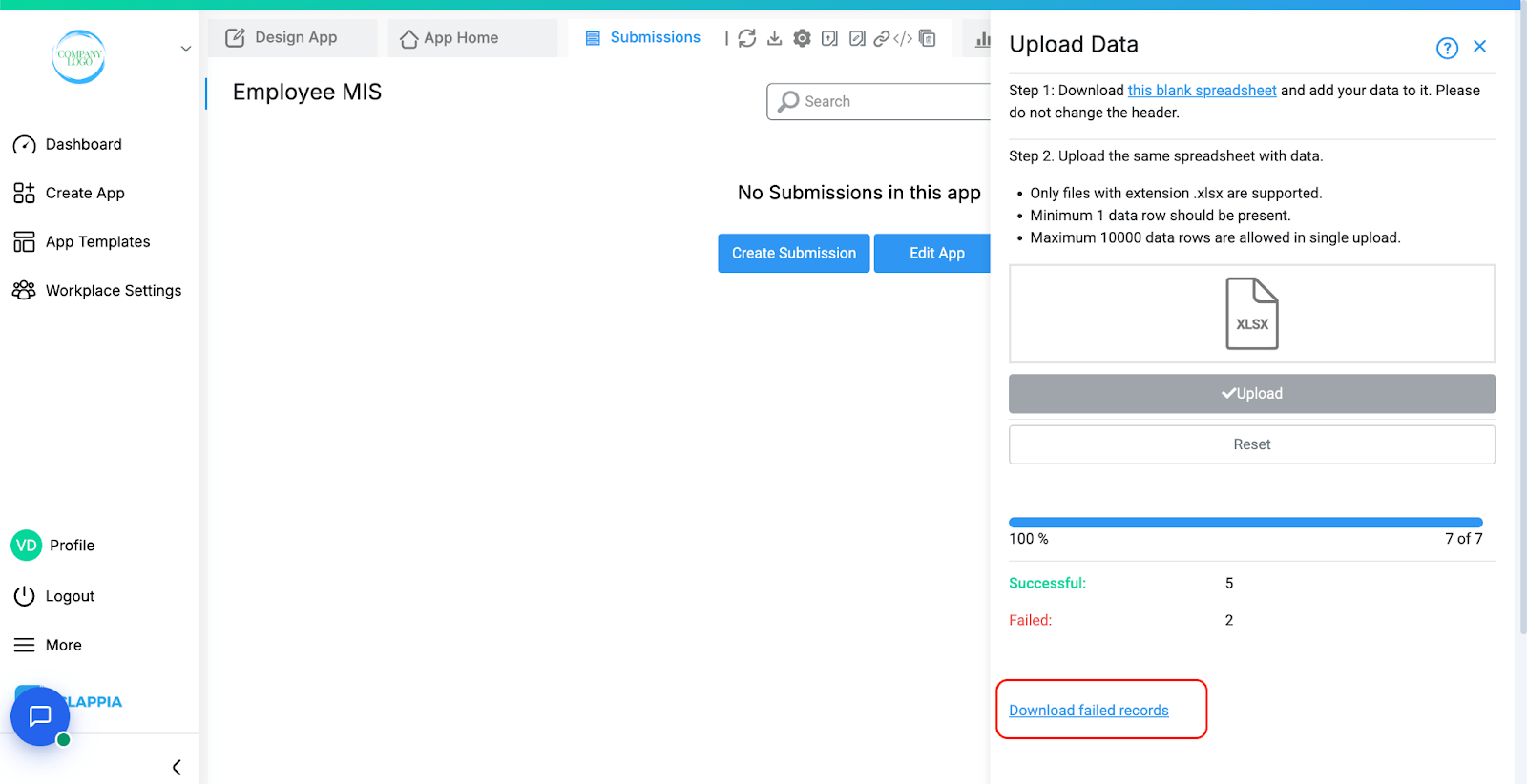 Bulk upload data