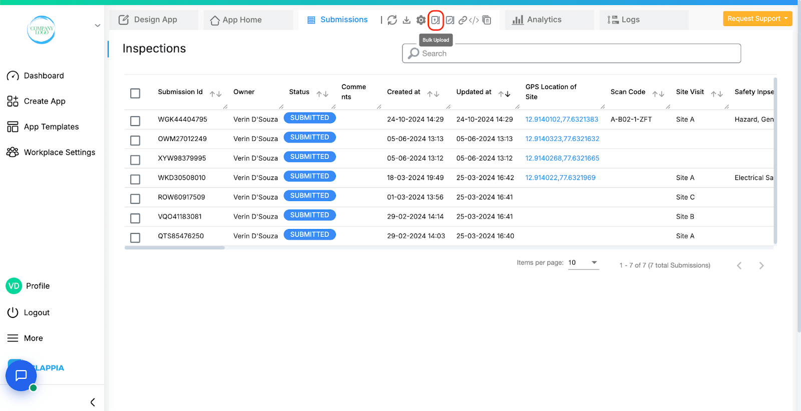 Bulk upload data