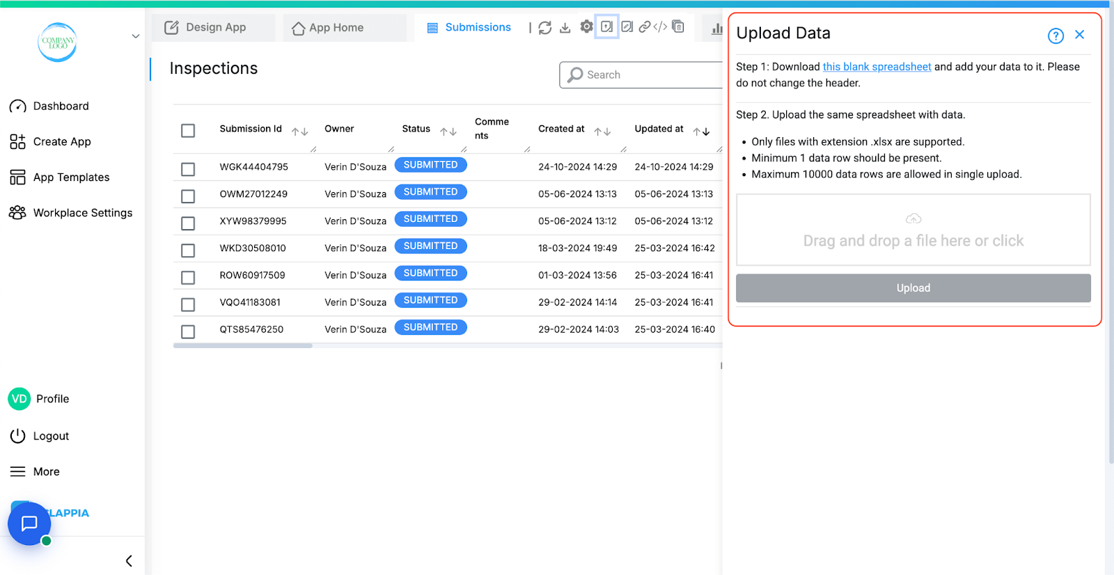 Bulk upload data