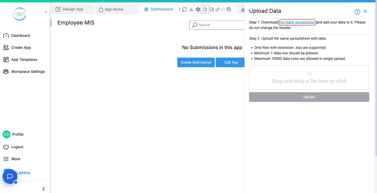 Bulk upload data