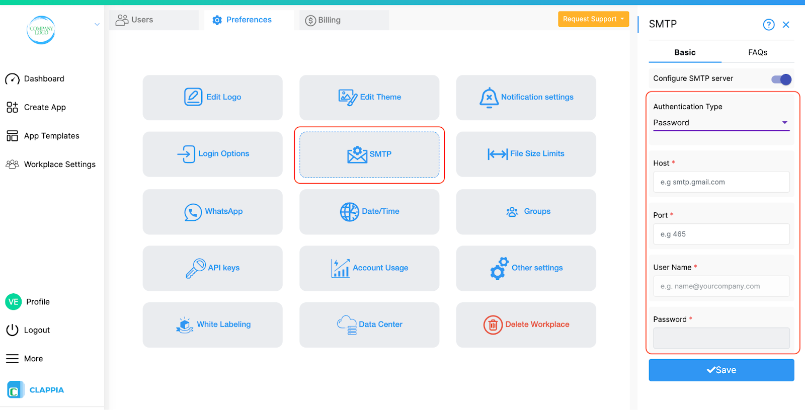 SMTP Settings