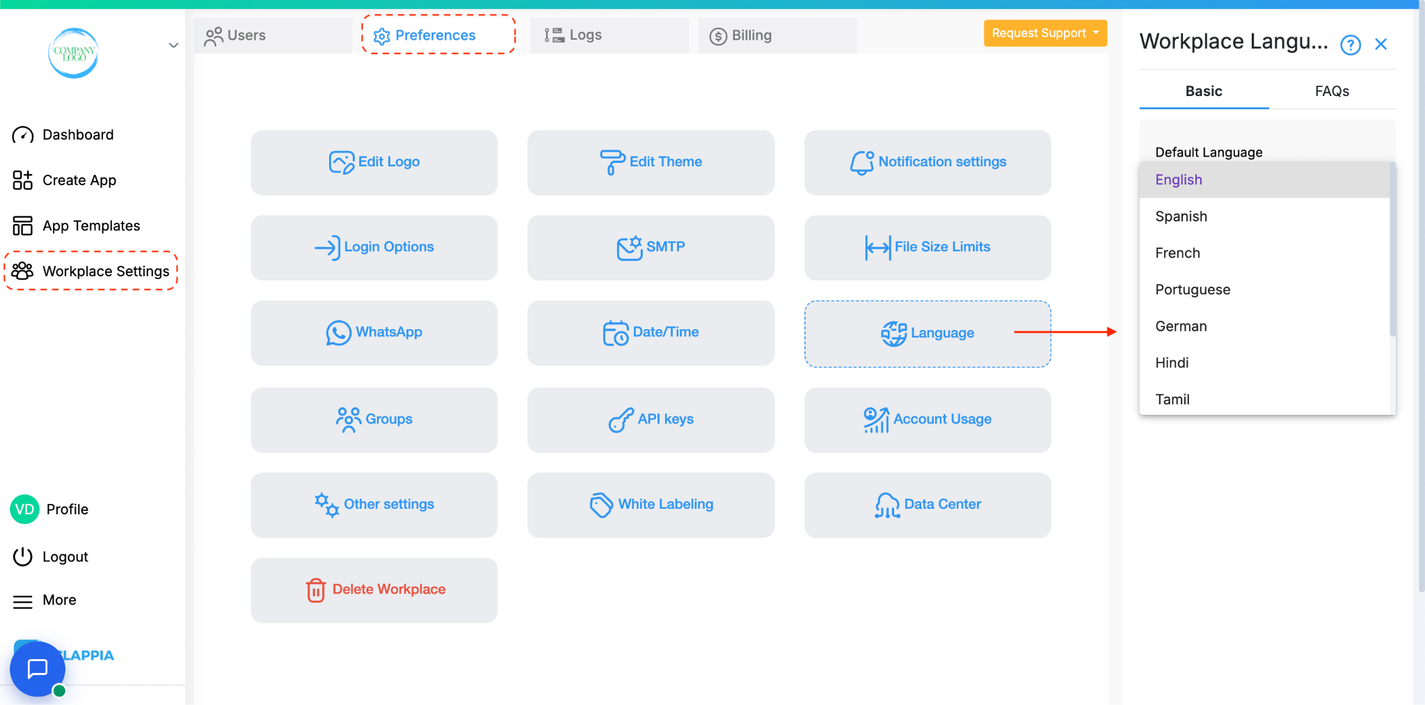 Dashboard Language