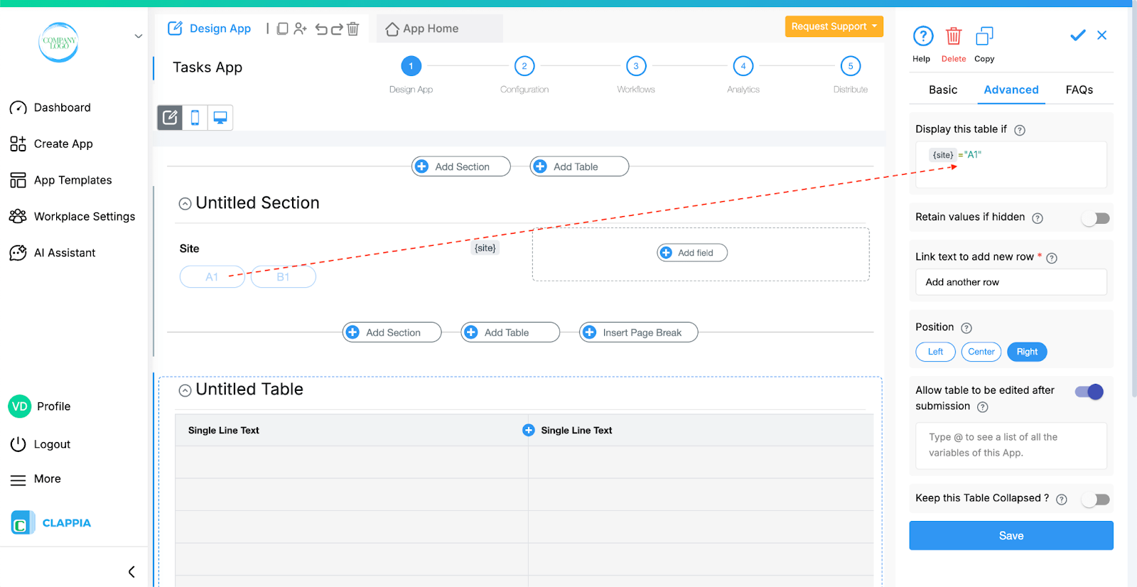 Adding Table to Your App