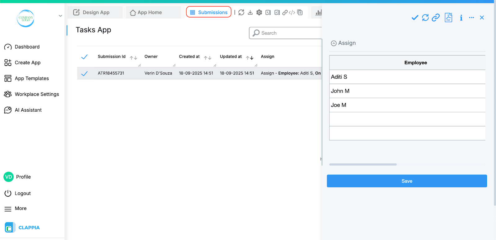 Adding Table to Your App