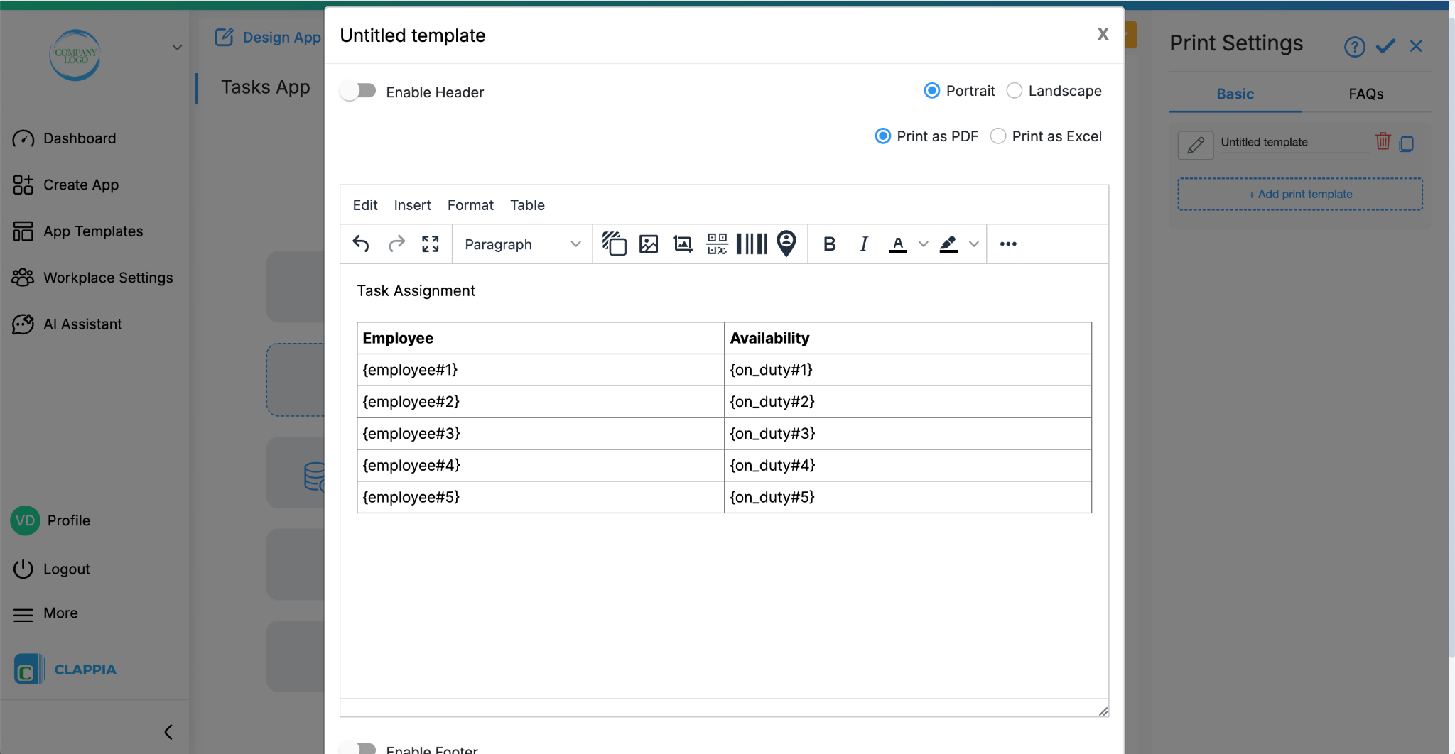 Adding Table to Your App