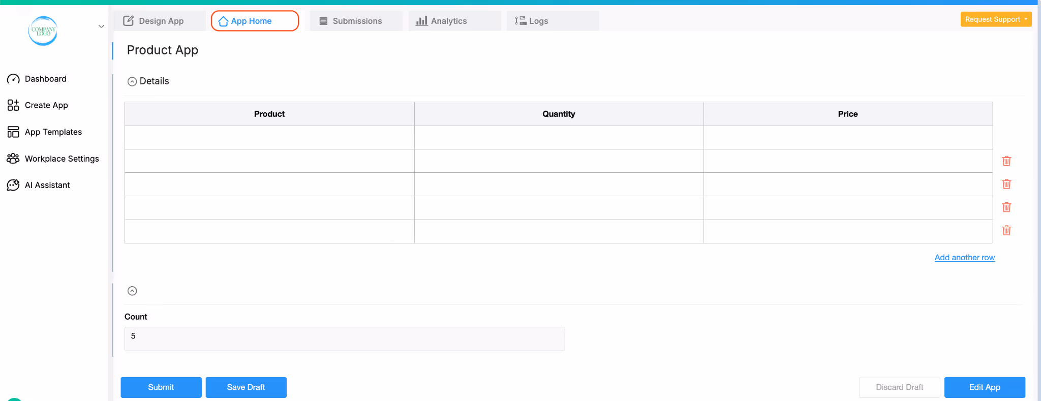 Adding Table to Your App