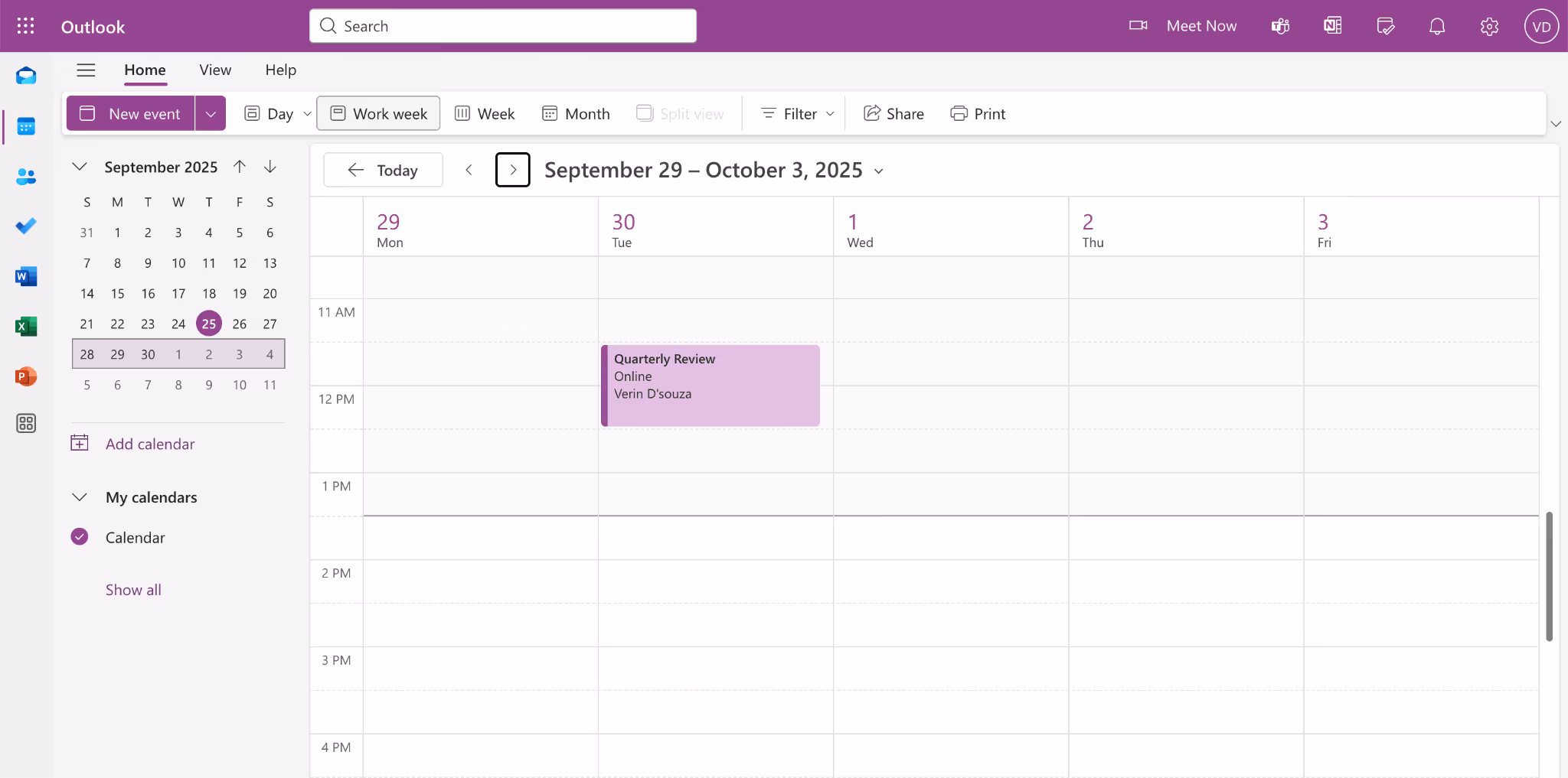 Microsoft Office Calendar