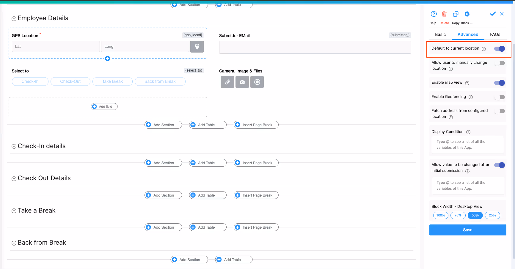 Adding GPS Location Block to capture current gps location on photo