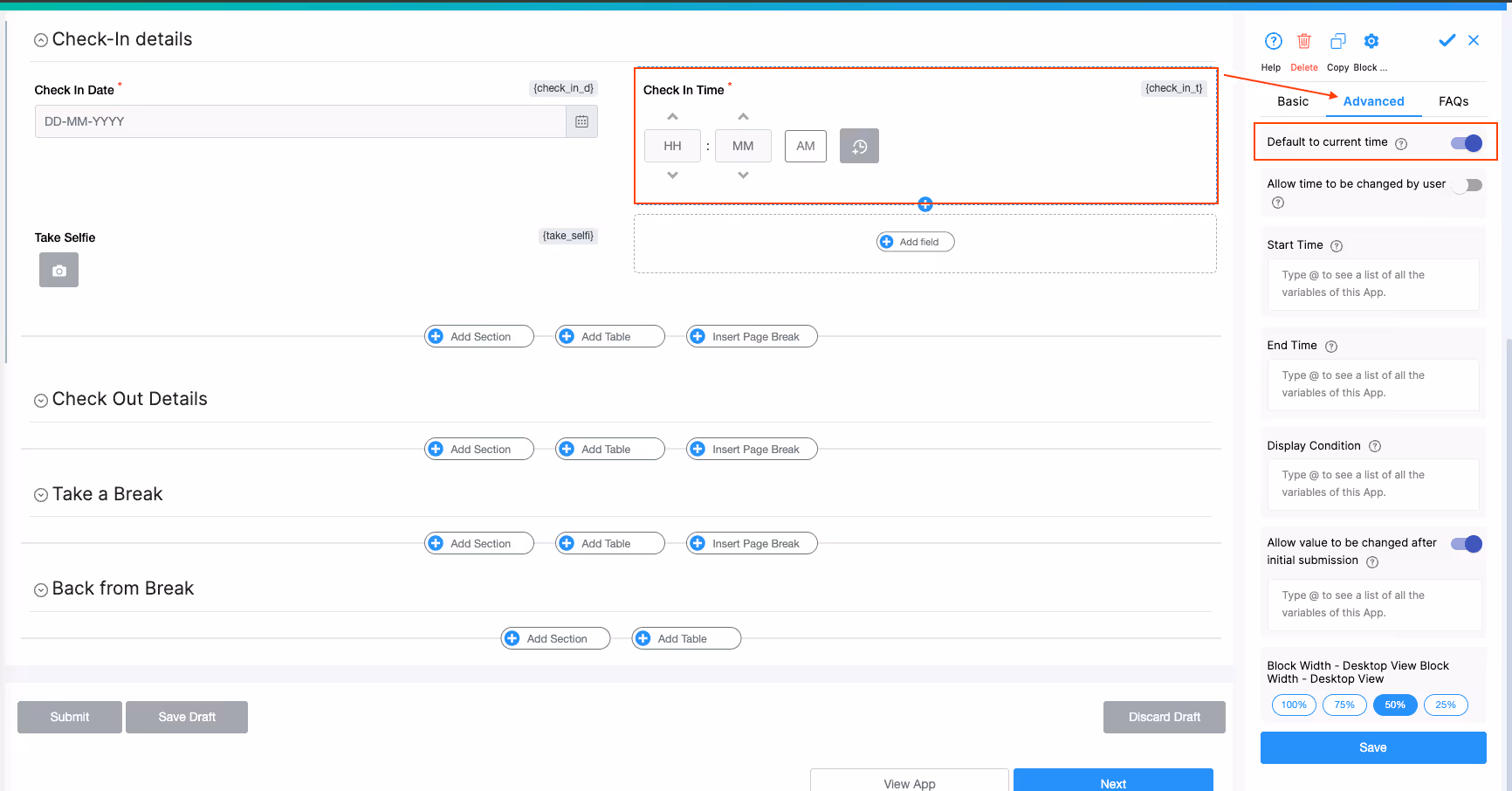 Adding Time Block to capture current time on photo