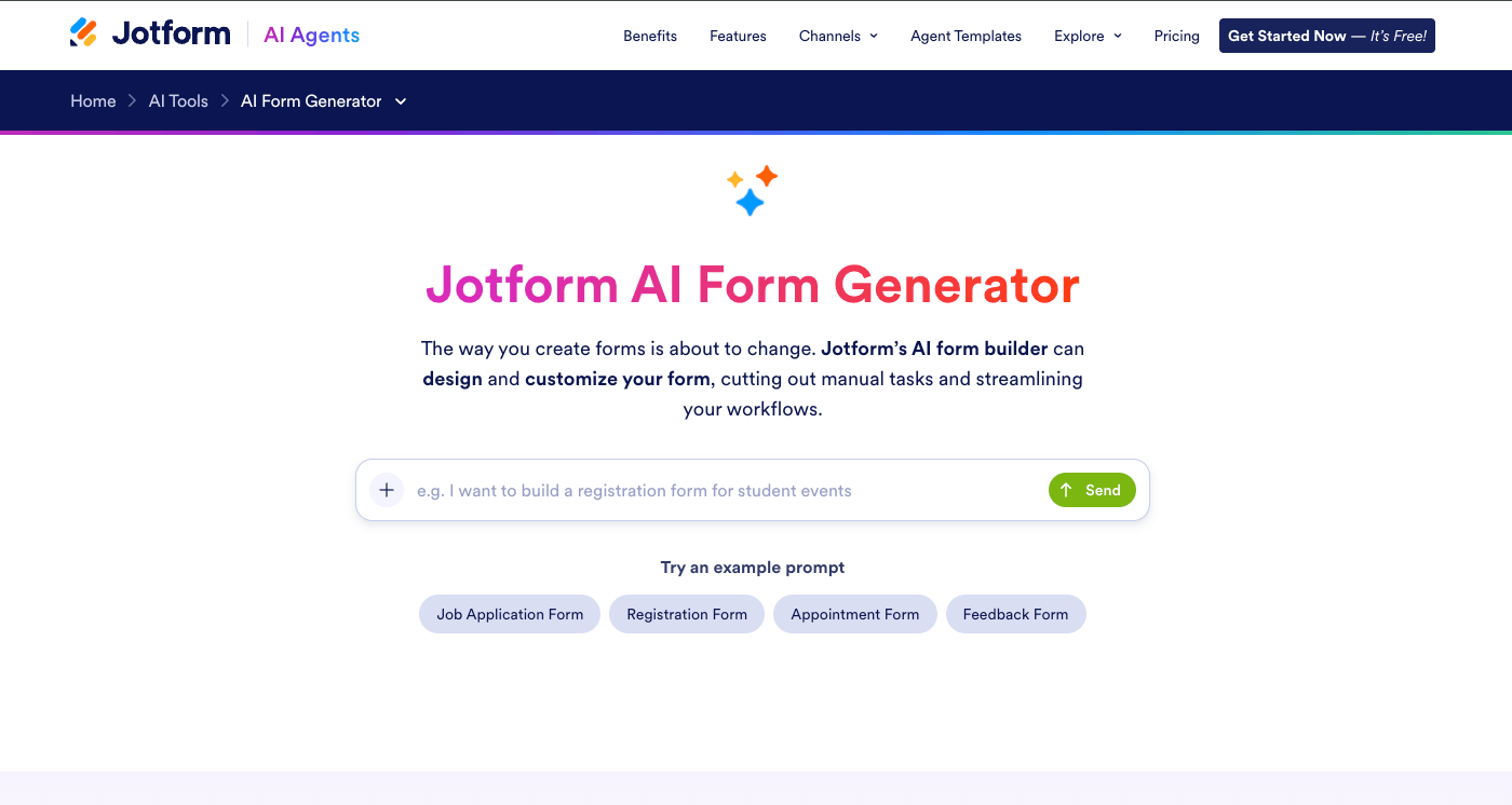Jotform AI Form Generato