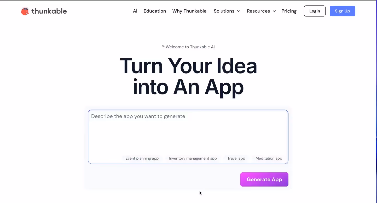no code ai app builder thunkable