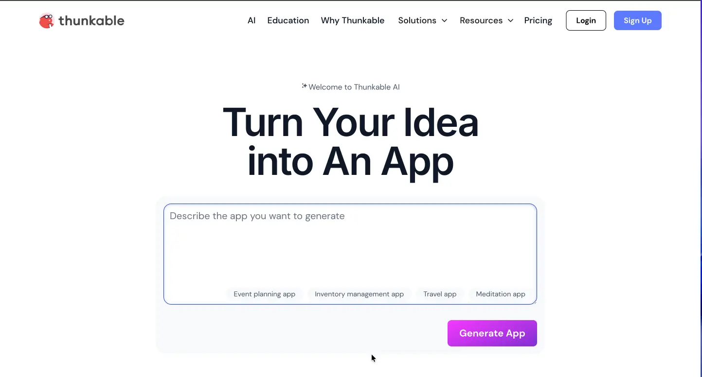 no code ai app builder thunkable