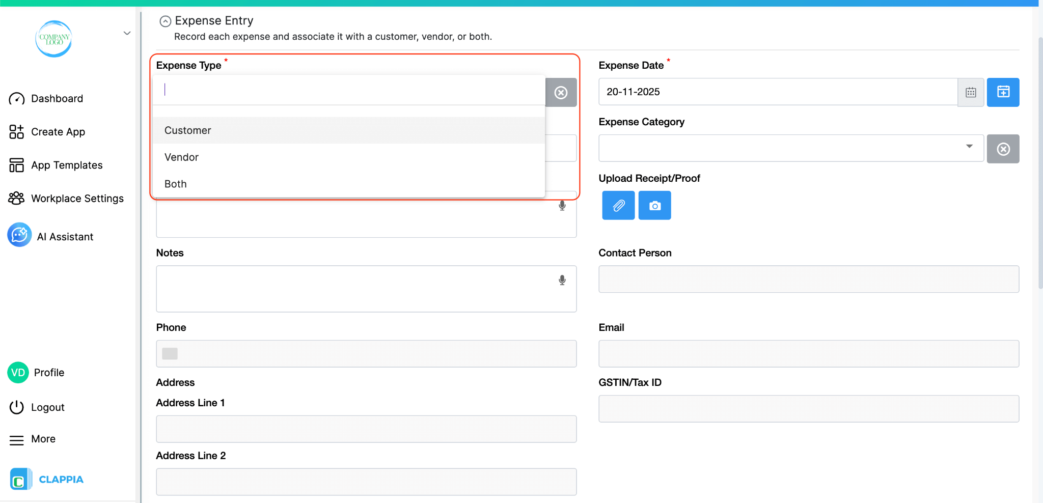 Expense Tracking System with AI