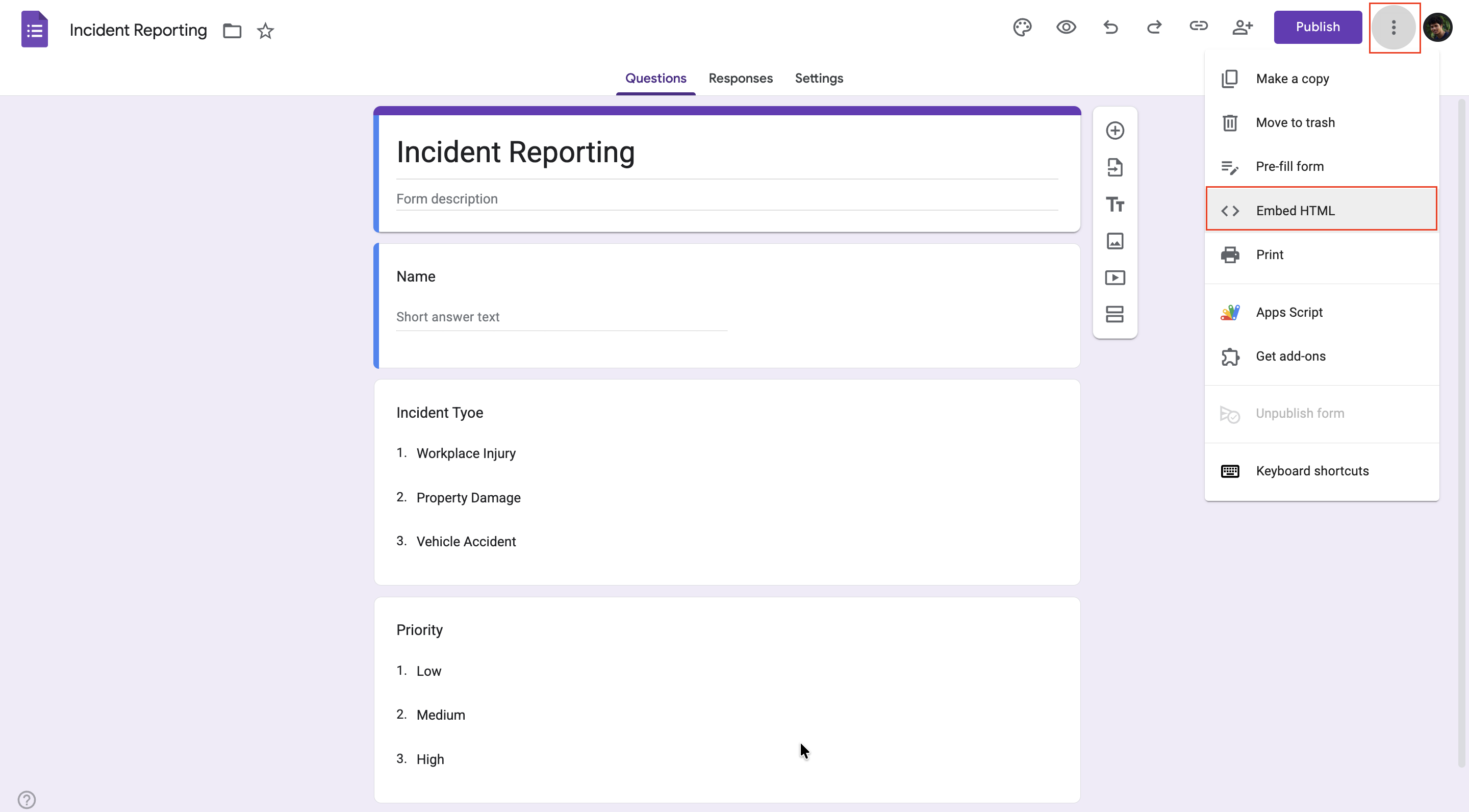 Getting Your Google Forms Embed Code