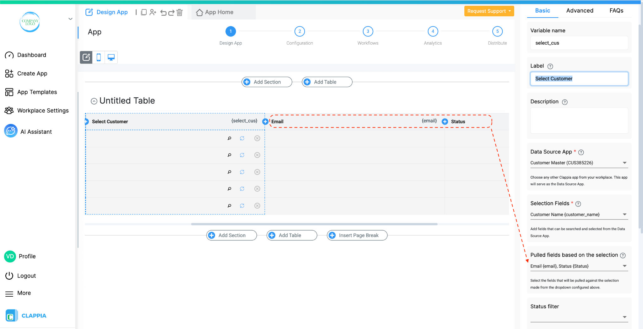 Adding Table to Your App