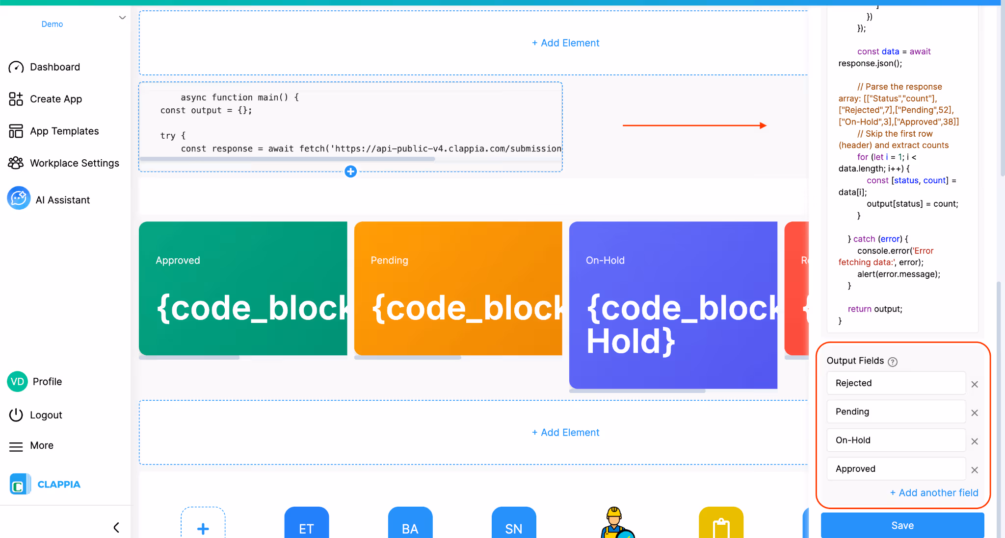 Dashboard Design Code Block Example