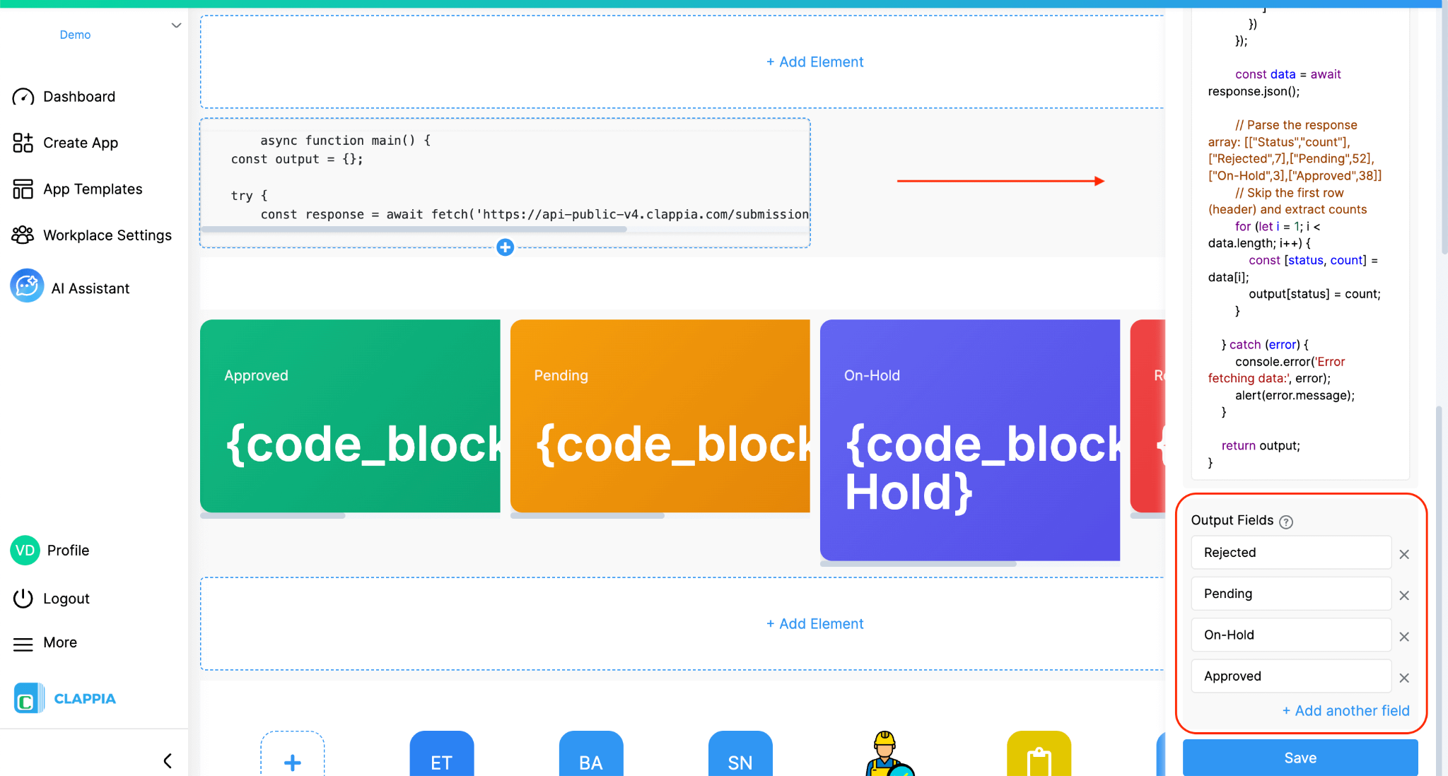 Dashboard Design Code Block Example