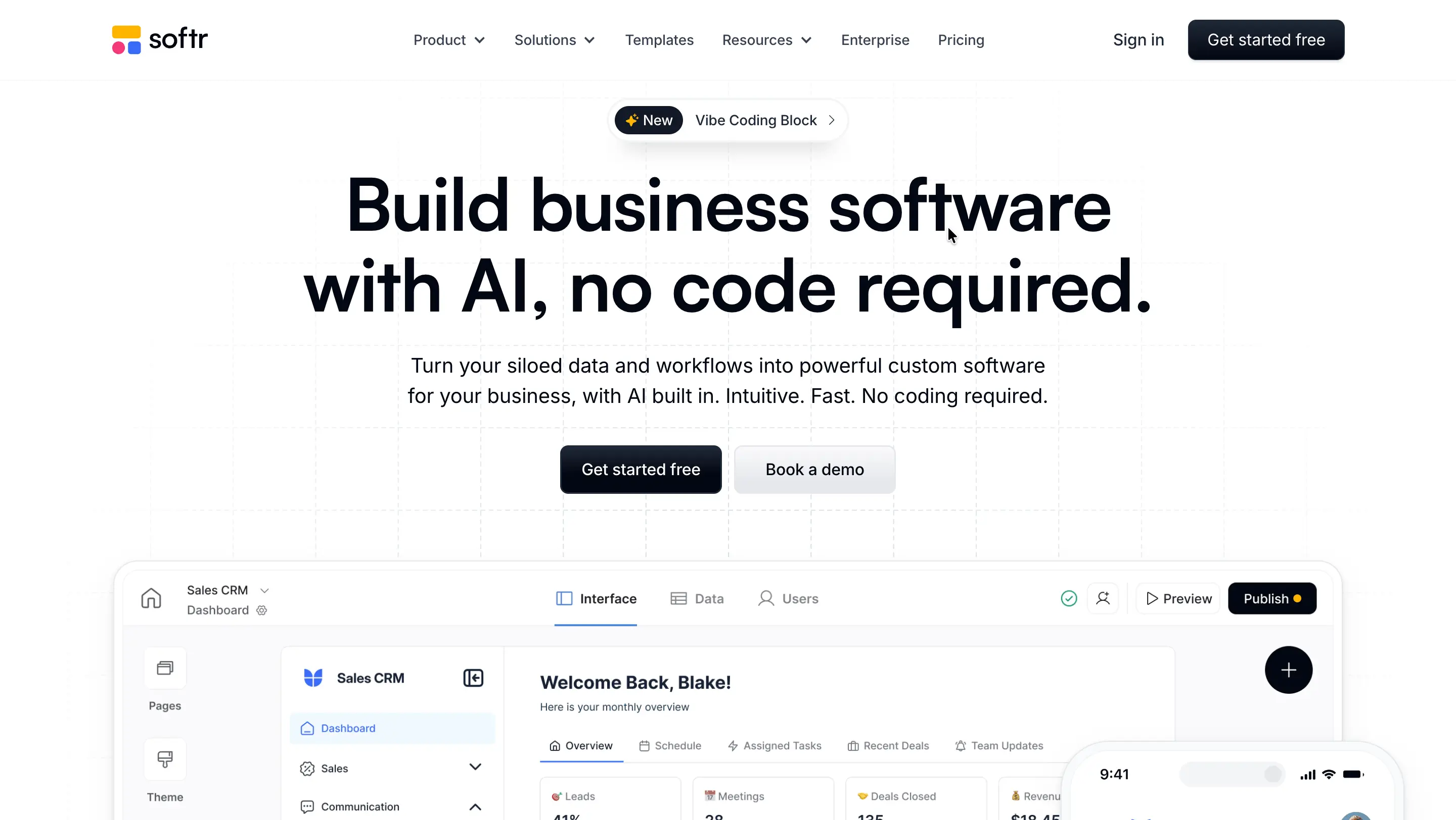 top ai no code platform - softr