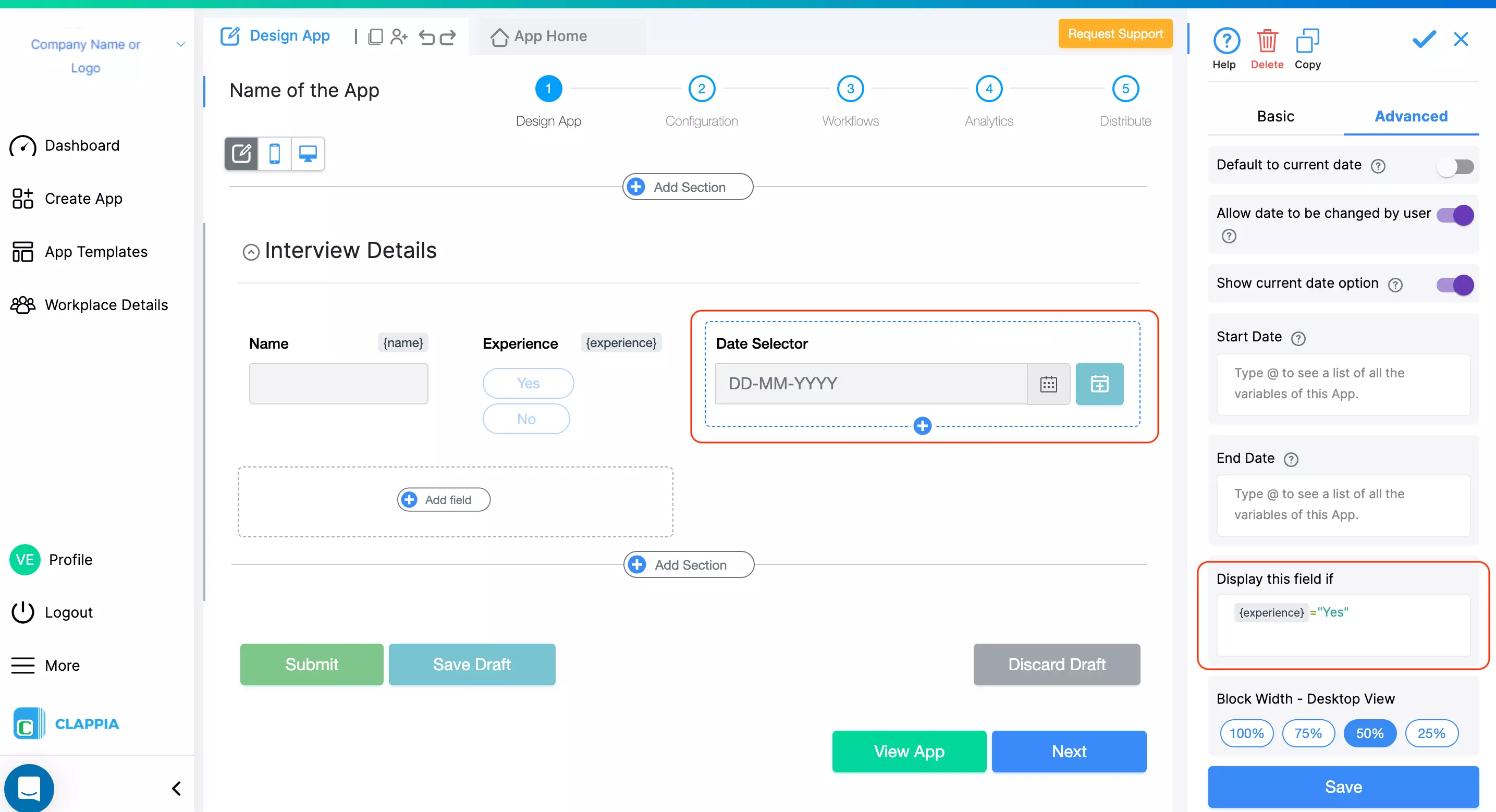 Use this if you want to show or hide a field under certain conditions