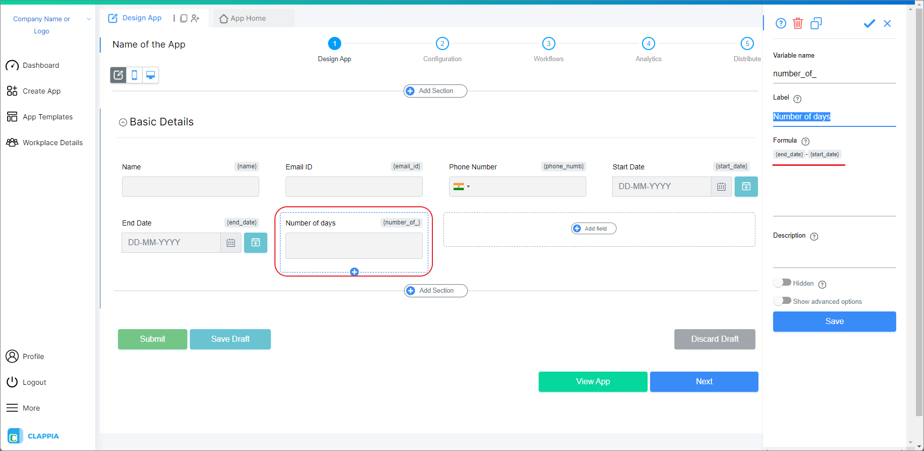 No. of days i.e. Date Difference