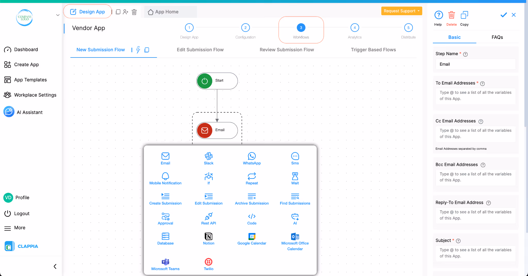 Add workflows to apps