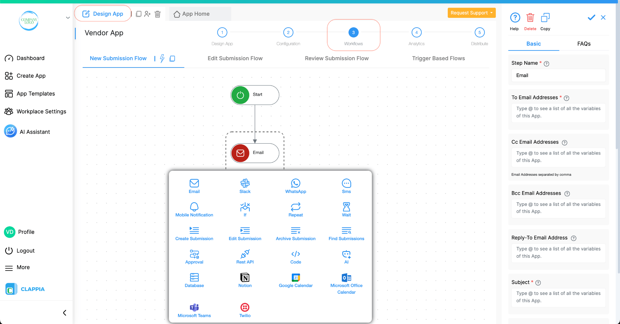 Add workflows to apps