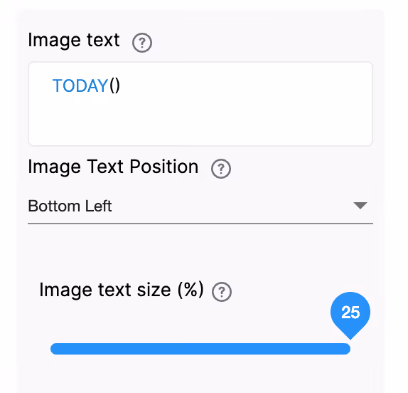 Setting image text size