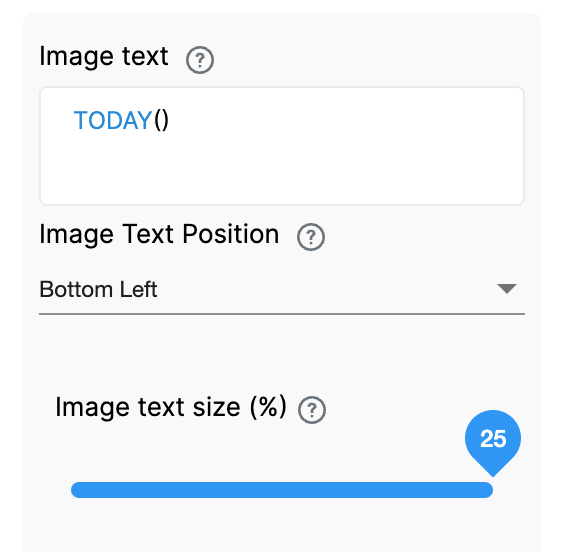 Setting image text size