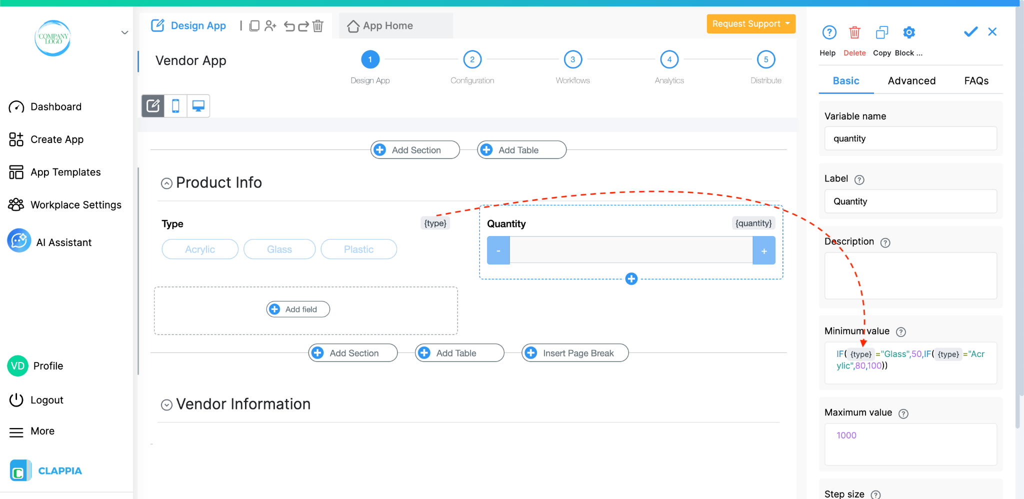Min value with formula