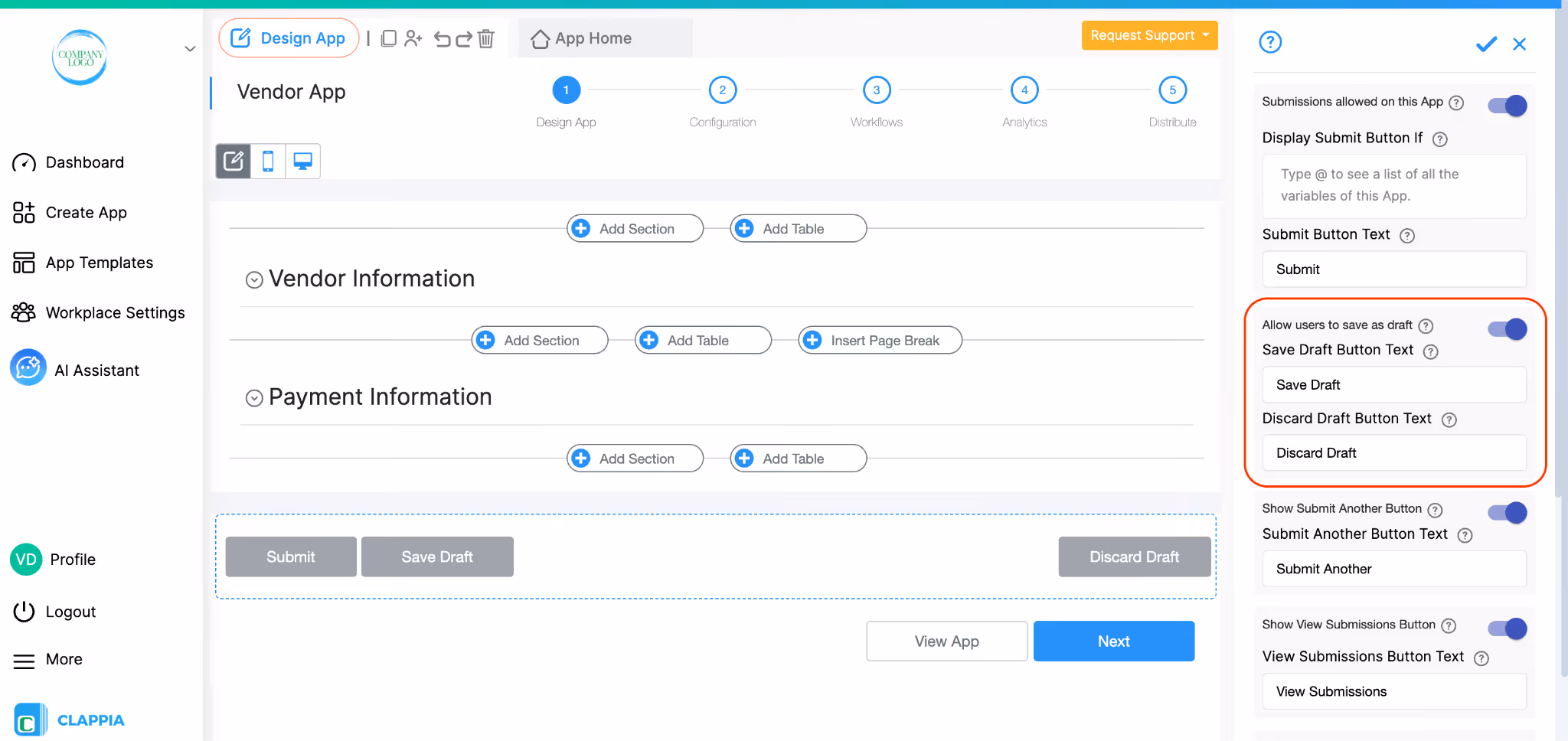 Enabling and Disabling the Draft Feature in Design App
