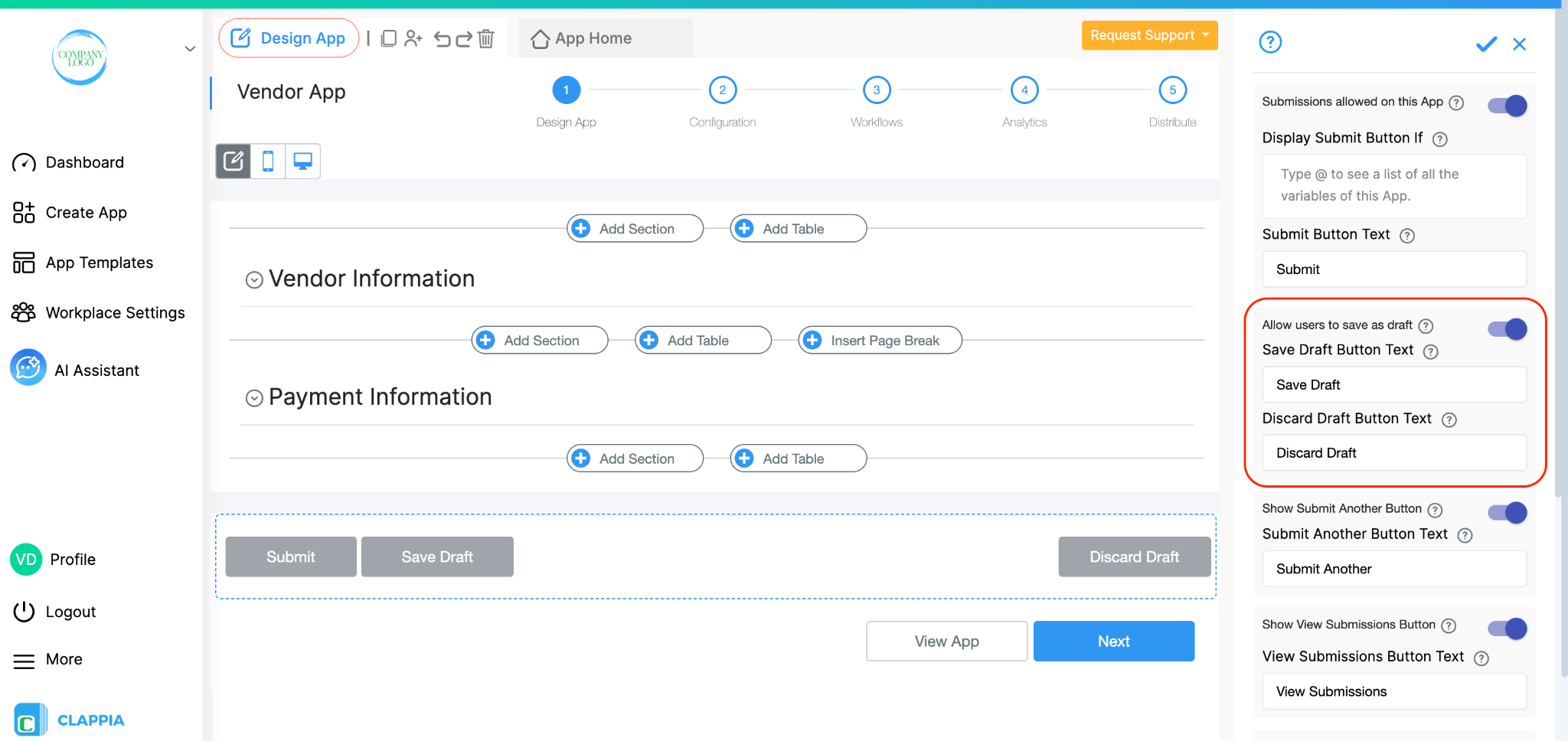 Enabling and Disabling the Draft Feature in Design App