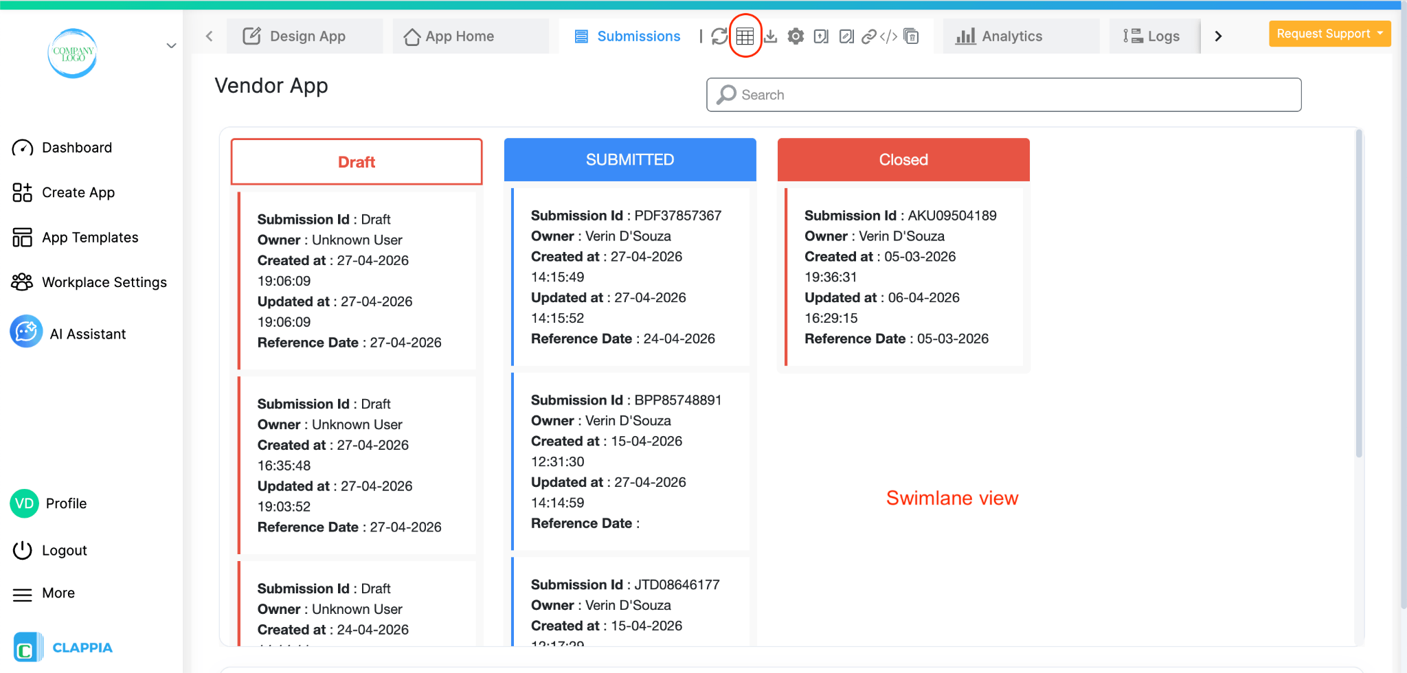 Drafts in Swimlane View