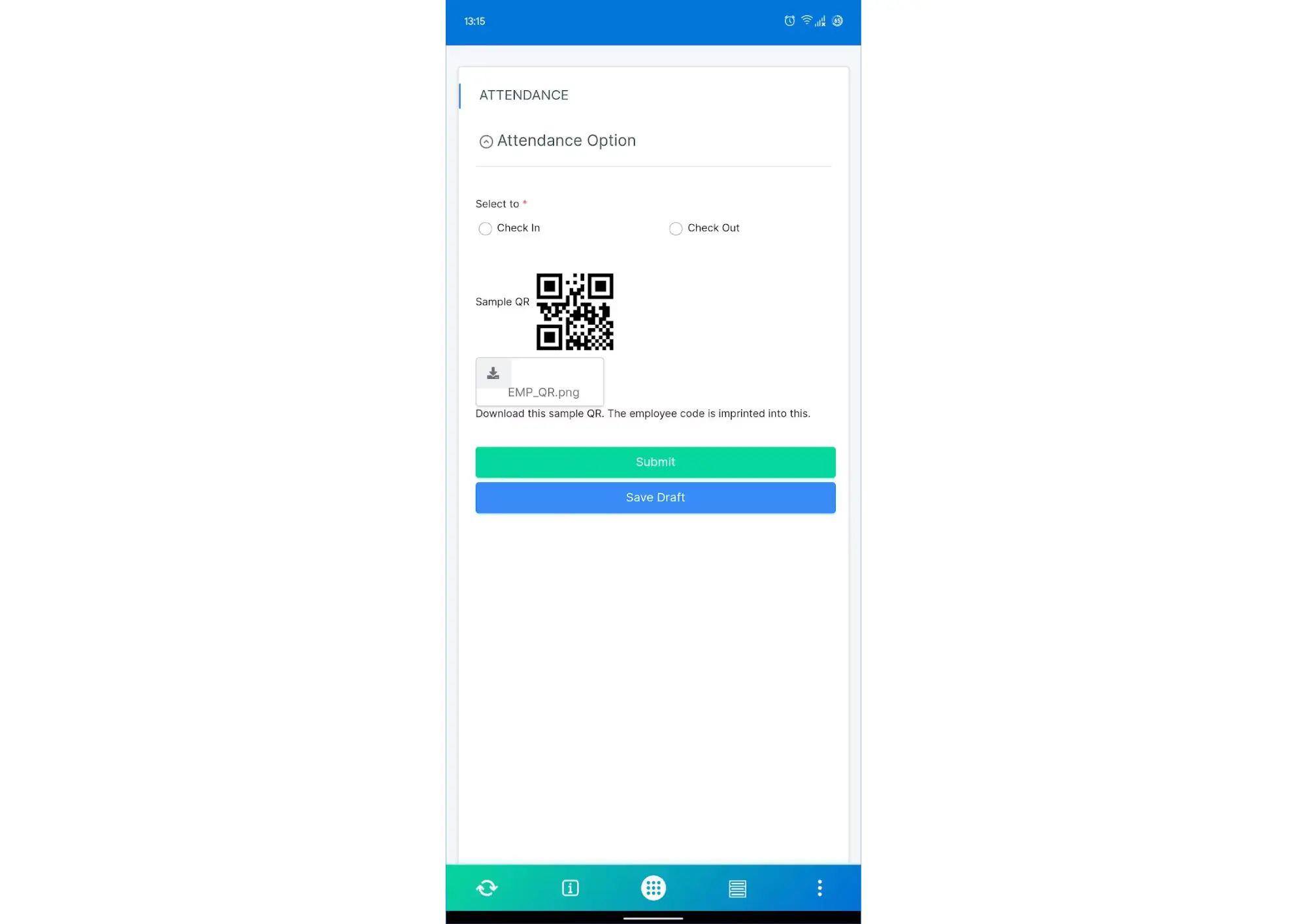  basic layout of the attendance app.