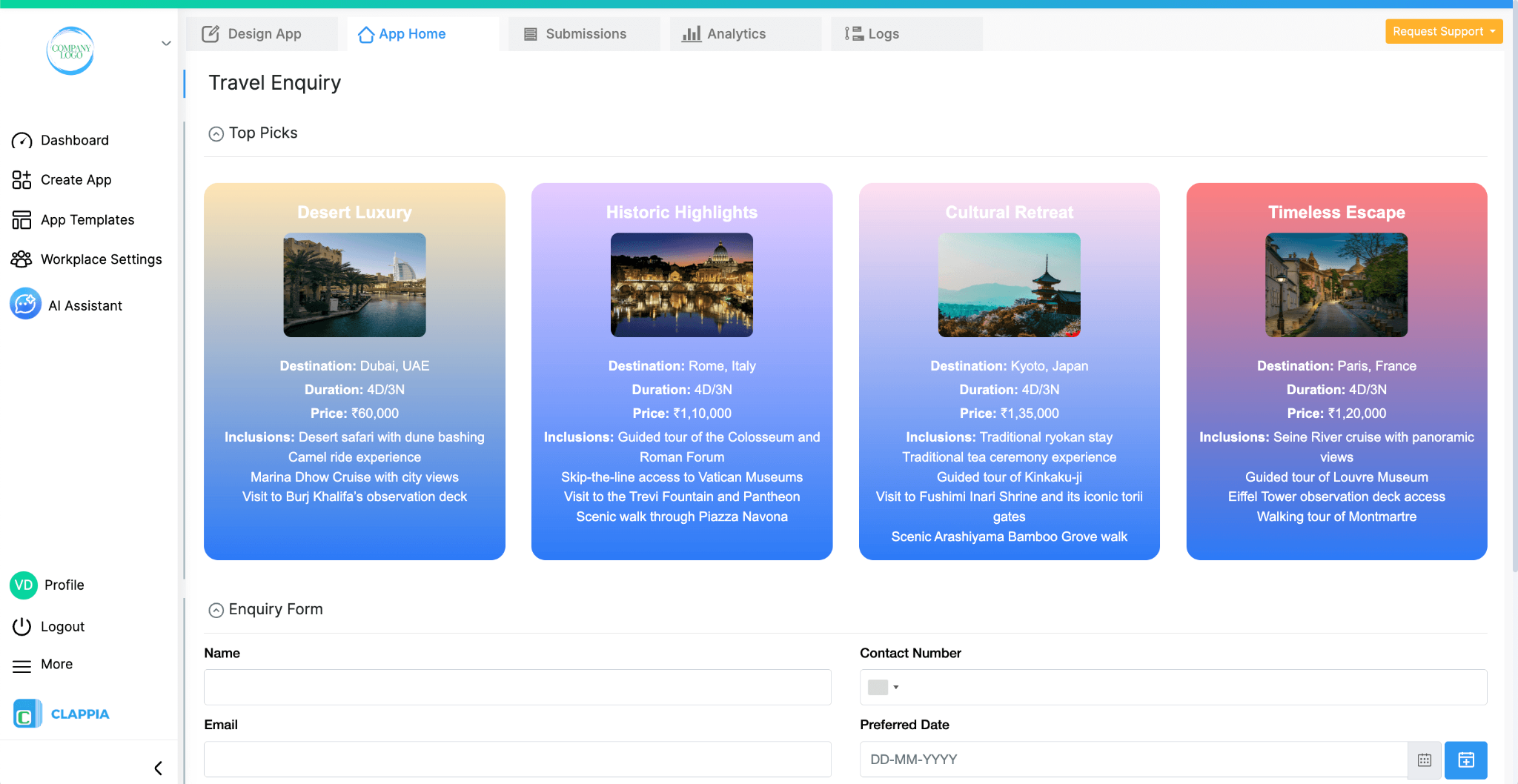 Interactive cards that display information 