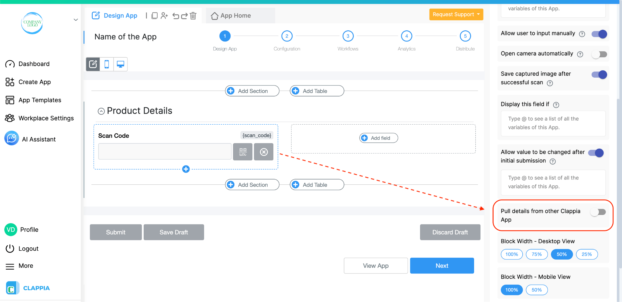 Enable option to pull data from another app