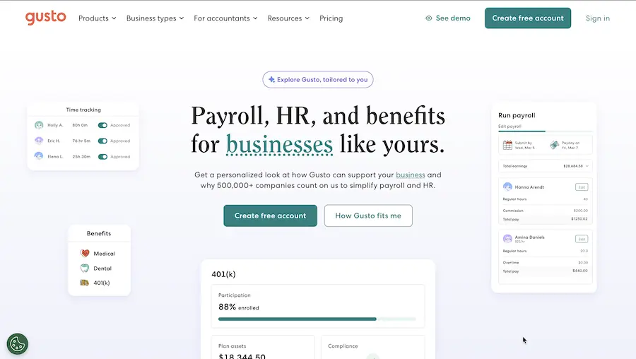Gusto product screenshot