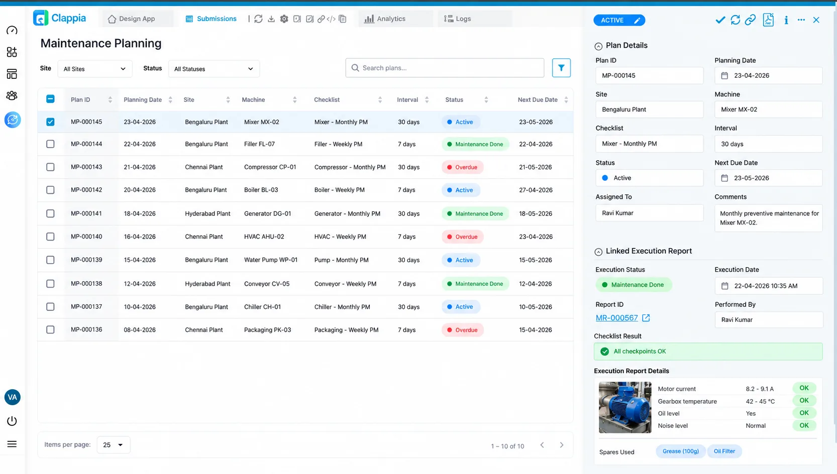 Use Case 2: Planner Tracking Plan Compliance on Desktop