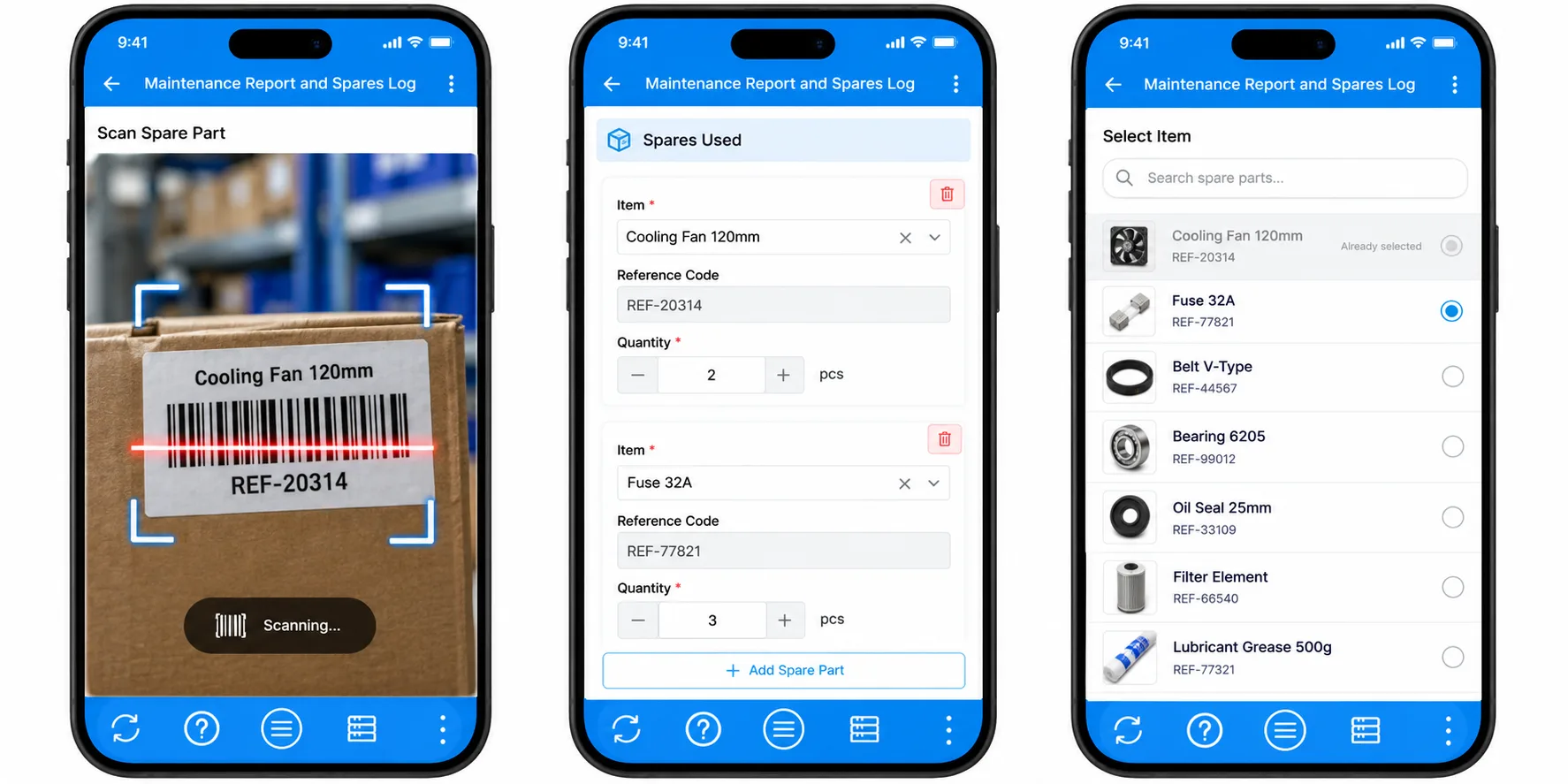 Use Case 1: Technicians Logging Spares on Mobile