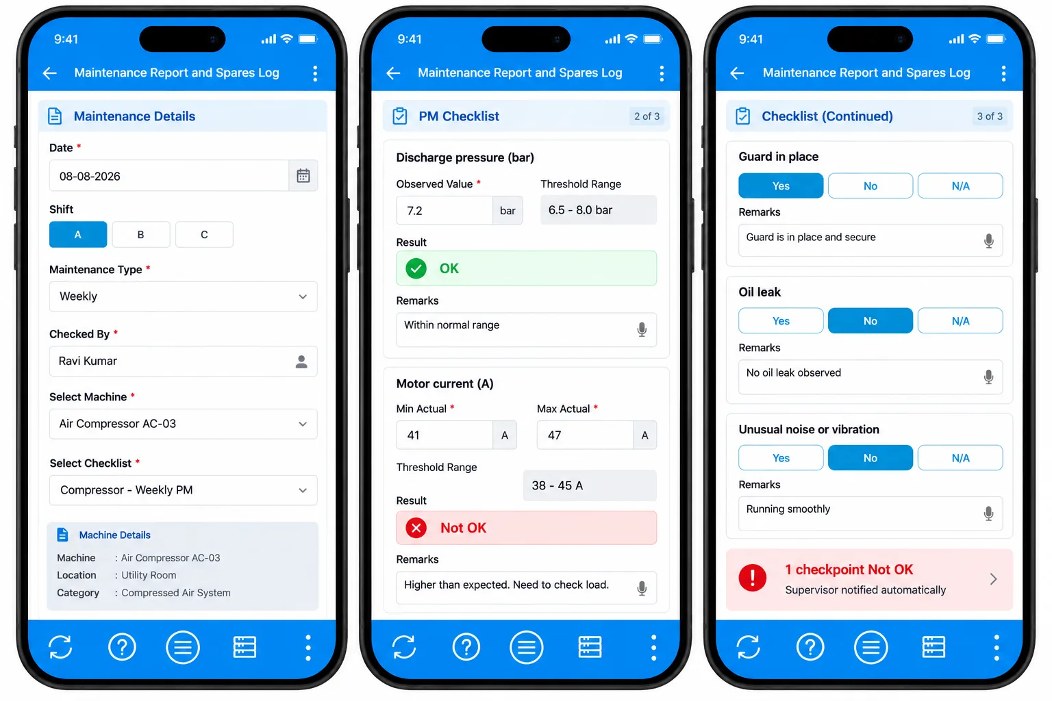 Use Case 1: Technicians Running Auto-Evaluated Checks on Mobile