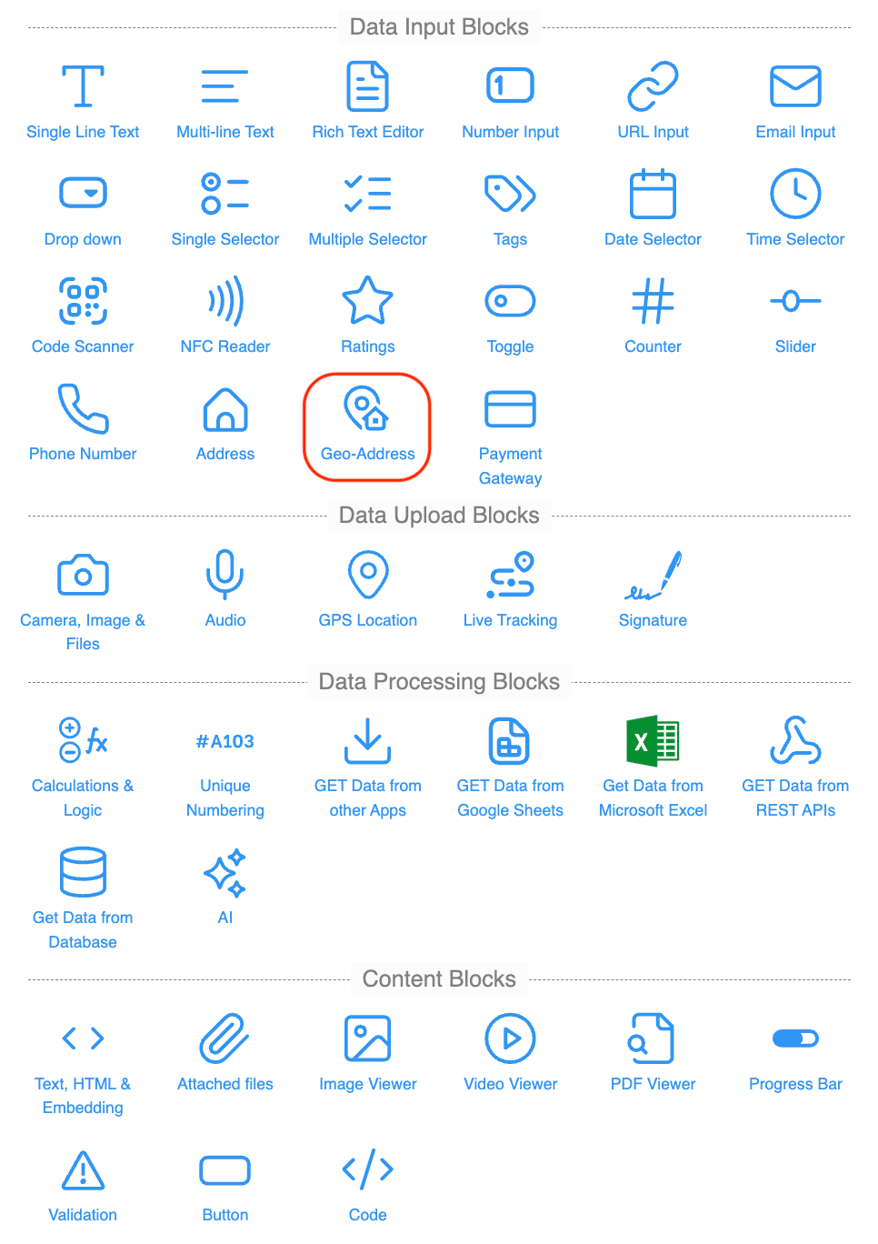 Select Geo-Address Block