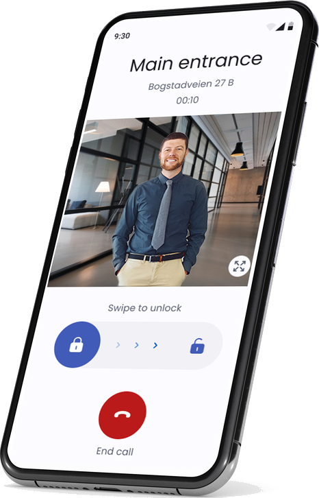 Videosamtale fra inngangen i Defigo-appen