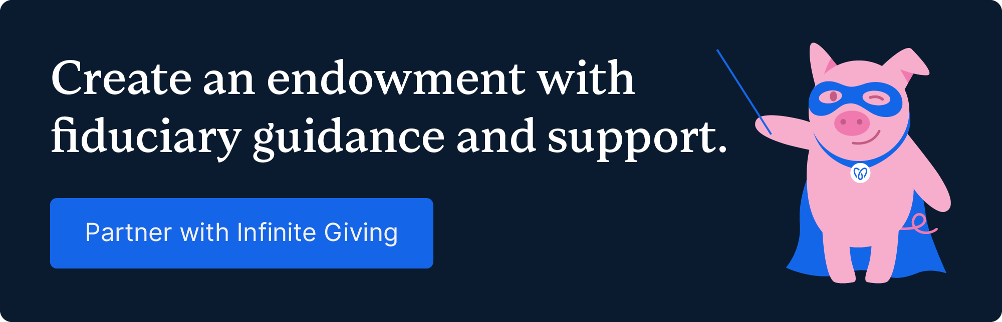 Create an endowment with fiduciary guidance and support. Partner with Infinite Giving.