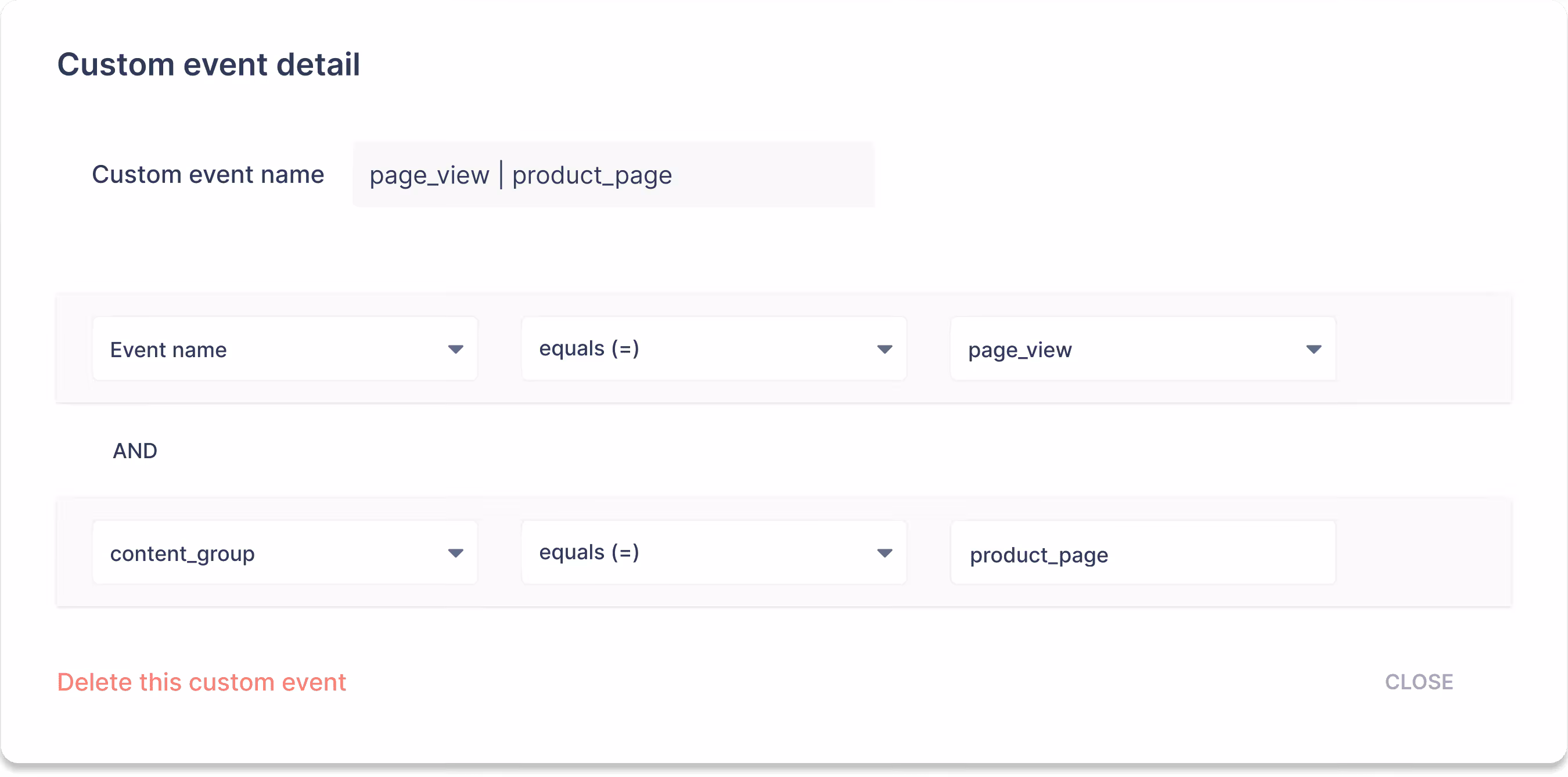 Custom Event Detail - Trackingplan