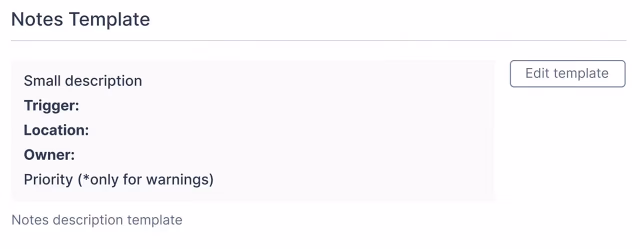 Trackinglan's notes template example