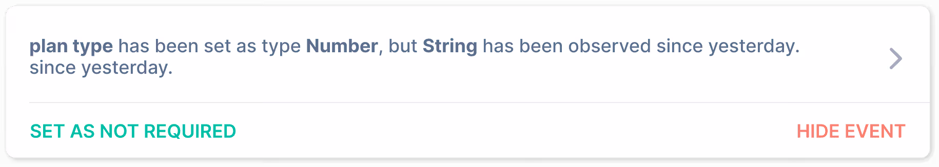 Data Type Validation Example: Example of data type validation warning